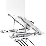 HyperDrive ノートパソコンスタンド USB Cハブ付き 7in1 ドッキングステーション HDMI 4K30Hz USB-C 100W Power Delivery USB-C 5Gbps MicroSD/SD USB-A 5Gbps 2個 10インチ~17インチのノートパソコンに対応