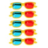 IPOTCH 子供　プラスチック製　3Dメガネ　青/赤　アナグリフメガネ　三次元効果　5点セット　全4色 - 黄