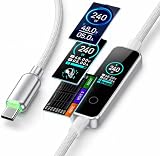 MATECH USB-C & USB-C ケーブル 240W 高耐久ナイロン USB PD対応 (リアルタイムディスプレイ付き) 【iPhone/MacBook/iPad/Galaxy/Pixel/Windows PC 対応】(PowerSight 240W 1.2M ブラック) (1.2M ホワイト)