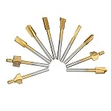 Sndy 10ピースチタンコーティング木材ルータビット回転ファイルバリドリルビット彫刻フライス加工用