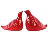Urban Trends Collection 43006-AST 4 Piece Gloss Red Ceramic Sitting Dove Figurine Assortment, Set of