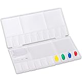 パレット 折り畳み式 プラスチック製パレット 1個セット 水彩 アクリル画 絵の具パレット ペイントケース 絵皿 20色対応 お手入れ簡単 持ち運びが簡単で 顔料パレット 絵画画材 蓋付き DIY 水彩 アクリル 絵画 子供 大人用（ホワイト）