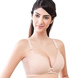 【SEBLES】マタニティ コットン 無地 授乳 前開き バストアップ ブラジャー 4段 4列ホック 全3色 (ベージュ,85B)