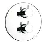 Whitehaus WHLX783T-POCH Luxe 7 1/2-Inch Thermostatic Valve with Round Plate, Polished Chrome [並行輸入品]