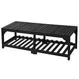 山善(YAMAZEN) ガーデンマスター 棚付き木製ベンチ 幅120cm ダークブラウン MBT-120 DBR