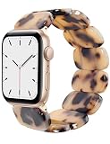 Heesch Tortoise 伸縮性ウォッチバンド Apple Watch Serise 7/6/5/4/3/2/1に対応 樹脂製 かわいいウォッチストラップ リストバンド iWatchブレスレット レディース メンズ ガールズ 38/40/41mm 42/44/45mm オーバルバージョン, 38/40/41mm-S: 5.5''-6.2'', 樹脂, 樹脂製。, ブロンドトータス。