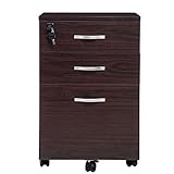 (BTM)3段収納ボックス天板付 デスクチェスト A4ファイルが縦向きに収納可能 (ブラウン)