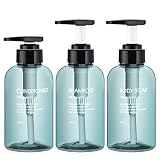 Segbeauty シャンプーボトル ディスペンサー 水色 300ml 3本セット 詰め替えボトル 容器 おしゃれ 浴室 洗面所 ウイルス対策