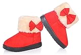 (ウイウイユ）WUIWUIYU　女の子　ベビー　蝶結び　スノーブーツ　もこもこ　コンフォート　歩くやすい　柔らかい　滑り止め　通学　結婚式　レッド　19cm