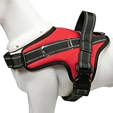 【新登場犬ハーネス特許取得】BaoCheng 犬用胴輪 小型犬/中型犬/大型犬ハーネス 喉に優しい ネームプレートポケット 可愛い 着脱簡単 調整可能 7色選択可能(レッド,L)