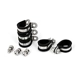 uxcell　ホースバンド Pクリップ EPDMゴム付き 　20mm　304ステンレス鋼　5個入り　ブラック