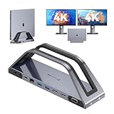 TobenONE 14-in-1 MacBook Pro/Air ドッキングステーション デュアル4Kモニター ノートパソコンドッキングステーションスタンド MacBook M1/M2/M3/M4/M5用 ドライバーベース USB Cドック 65W電源アダプター付き HDMI2 VGA 5Gbps USB RJ45