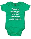 (何も恐れる事はない事に恐れる、、、そして蜘蛛) Nothing To Fear But Fear Itself... And Spiders, プリント　ベビースーツ - グリーン/白 12-18 