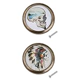 monkeyjack 2pcsスカルパターンヴィンテージメタルドアノブキャビネット引き出しビンドレッサー食器棚プルハンドルノブ家具ハードウェア# 9