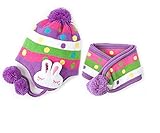 Kishiya　ベビー帽子　ニットキャップ+マフラー　かわいい　防寒　ウサギ (紫)