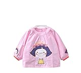 Alec&Yule(アレックスユール) かわいい漫画 ロングスリーブ ビブ 防水 お食事 エプロン 女の赤ちゃん(サイズ90 - ピンク)