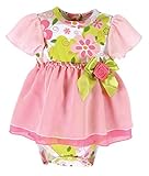 Stephan Baby Snapshirt-Style Chiffon Skirted Diaper Swirly Flower Cover, Pink/Green/White, 3-6 Month