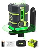 LASGOO グリーンレーザーレベル セルフレベリング、360°水平レーザー、垂直レーザーライン、4輝度レベル パルスモード 床タイル壁工事用、Lブラケット、バッテリー、キャリーバッグ付き