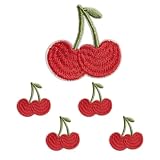 ワッペン アイロン 刺繍 フルーツ サクランボA アップリケ 小さめ 5枚セット カラフル 果物 おしゃれ かわいい 入園 入学準備 NYANDELMO ND-0196-R02-cherry-A