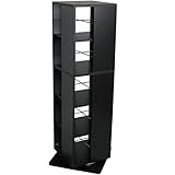 タンスのゲン 回転式 5段 オープンラック 本棚 薄型 マンガ CD DVD コミック 書棚 ラック 木製 シェルフ ブラック 21300004 BK