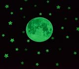 jinsray Ultra Glow in the Dark 12 "フル夜月&星壁ステッカー、3d光インテリア子供部屋子供部屋天井、理想的なギフト少年少女の、ボックスセット