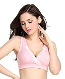 （Rarihima) 授乳ブラジャー マタニティブラジャー ハーフトップ クロスオープン 綿 ノンワイヤー　 (XL, ピンク)