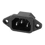 uxcell　電源インレットソケット　インレット電源ソケット　ブラック　シルバートーン　プラスチック　金属　AC250V　10A　IEC320　C14