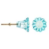 Decorative Knob - Glass - Textured - Blue Flower 1.75 Inches [並行輸入品]