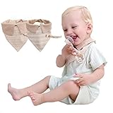 MBJERRY Baby Bandana Drool Bibs Triangle Collar Drool bibs with Pacifier Clip for Boys Girls (2 Mixe