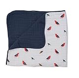 Little Unicorn Cotton Muslin Blanket Quilt - Little Wings, Blue, Red, Black by Little Unicorn