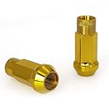 スチール製ホイールナット M12×P1.5 M12×P1.25 奥行48mm 貫通タイプ 20セット 50BV30鍛造 ロックナット レーシングナット タイヤナット (シルバー, M12P1.5)