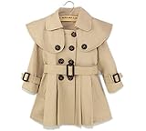 Candykids キッズトレンチコート ガールズ アウター 子供向きコート ジャケット ロングコート Pコート トレンチコート 春・秋向きアウター コート (140cm)
