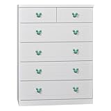 アルファタカバ ディズニー家具シリーズ セレクトミッキー 80cm幅5段ホワイト 取っ手北欧グリーン