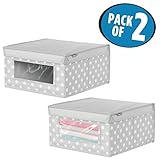 mDesignファブリッククローゼットストレージオーガナイザーボックスwithクリアウィンドウの服、靴、Toys for Nurseryクローゼット、ベッドルーム、洗濯室 – ミディアム、グレー/ホワ