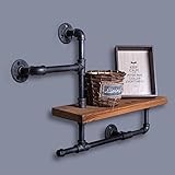 HAIZHEN インダストリアルヴィンテージスタイルの鉄パイプの本棚の壁掛けコートラック棚のリビングルームの家具の本棚1pc