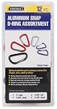 12 Pack Colored Anodized Aluminum Snap D-ring Set Sizes: 2 In., 2-3/8 In., 2-3/4 In., 3-1/8 In. [並行輸