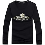 BUZZxSELECTION(バズ セレクション) Tシャツ 長袖 ロンT おしゃれ かっこいい ロゴ プリント 王冠 メンズ TSL019 (02 ブラック,XXL)
