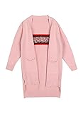 PETTCOCO カーディガン ロング丈 女の子 ニットカーデ キッズ 長袖 セーター シンプル 薄手 羽織り 春 秋 防寒 ニット アウター