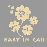 デザイン工房ＳＩＧＮＳ 車ステッカー Baby in car 11 綺麗にはがせる 車 ステッカー 四つ葉 クローバー ベージュ