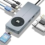 サンワダイレクト Type-C ドッキングステーション 「音量」「再生停止」「映像ONOFF」など6ボタン付き HDMI 4K / PD100W / USB-C/SD microSD/Type-A ×2/ LAN ケーブル長20cm 8in1 5Gbps 400-DKM1GM