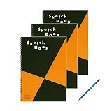 【A4スケッチブック 3冊セット＋高級鉛筆1本おまけ】S131型番｜厚手用紙｜A4 Sketch Book for Creative Work｜デッサン・クロッキー・イラスト用
