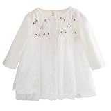 ベビー　ワンピース　ドレス　秋　長袖　ベビー服　女の子　綿　プリンセス　花柄　結婚式　入園式　通園　出産お祝い　カジュアル　白　ホワイト　85　12か月～18か月 [並行輸入品]