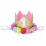 (フィーショー)FEESHOW ベビー 0-1歳頃 王冠 記念バースデ セレモニ ベビークラウン ハット ヘアバンド 帽子 ヘアバンド クラウン ゴールド1st Free