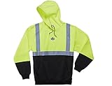 Ergodyne GloWear 8293 Class 2 Hooded Sweatshirt with Black Front, Medium, Lime/Black by Ergodyne