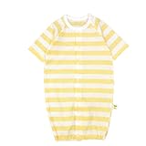 天竺七分袖ツーウェイオール　ボーダー　50-60cm　日本製　綿１００％ (イエロー×ホワイト)
