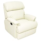 リクライニングソファ 1人掛けソファ オットマン一体型 PUレザー アイボリー