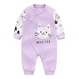 前開き パジャマ ベビー服 女の子 赤ちゃん カバーオール 長袖 薄手 ロンパース かわいい ネコ柄 猫 にゃんこ 新生児 ルームウェア ベビー服 子供服 ベビー肌着 綿 コットン 出産祝い ギフト 