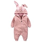 baby-mine（ベイビーマイン) うさぎ耳＆やわらか綿布のロンパース♡肌触りや通気性◎ 60~80cm おひるねアート 撮影 (80, ピンク)