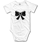 ファッション 男の子と女の子 かわいい ブラック ちょう結び 半袖ロンパース 体に合う White Size 12 Months