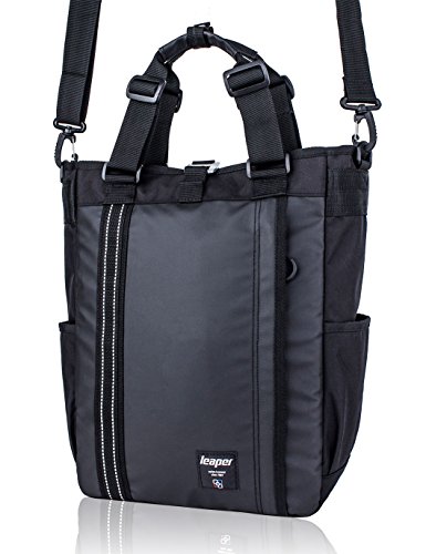 Leaper(リーパー) 4WAY 撥水 トートバッグ リュック ショルダー 手提げ 肩掛け 斜めがけ バックパック ザック PC収納 パソコン 多機能 通勤 通学 旅行 出張 遠足 ユニセックス 軽量 カジュアル ブラック LE9012BK